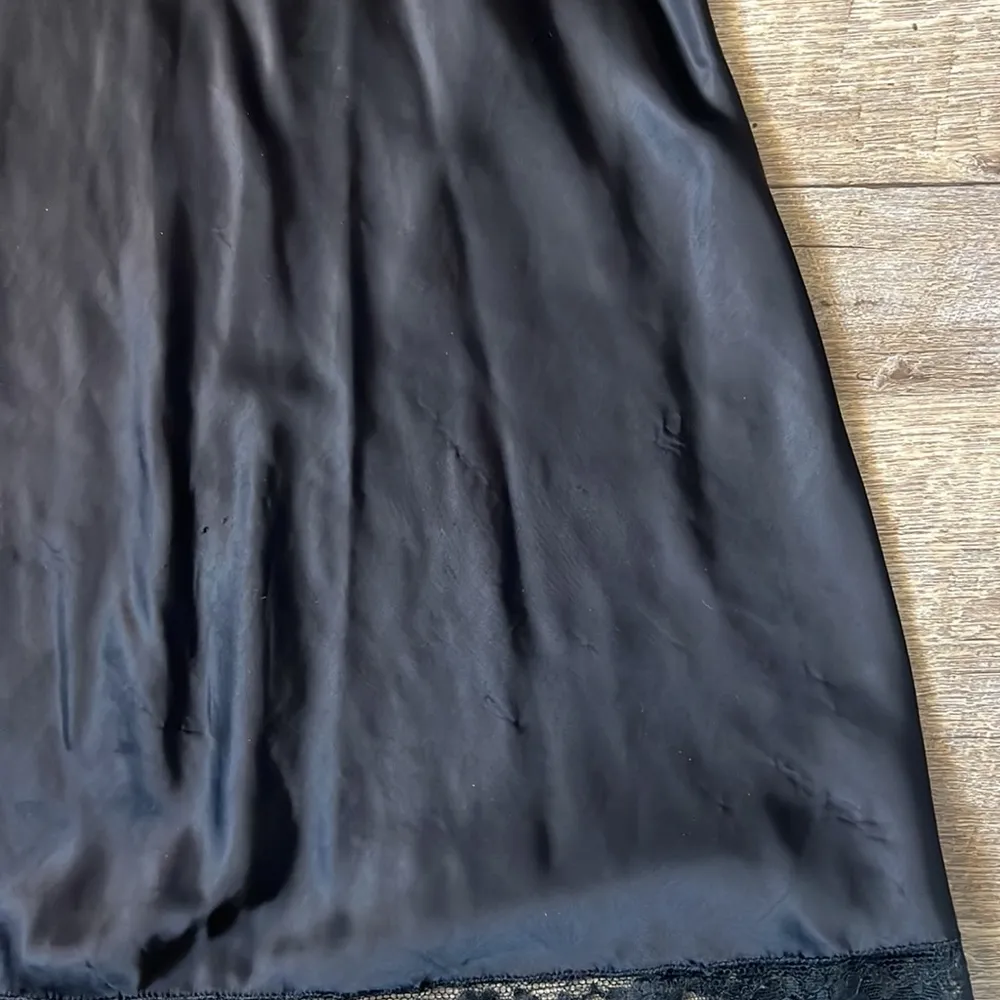 Barbizon Enchant Black Lace Vintage Satin Slip Dress Size 9 Brown - Image 8