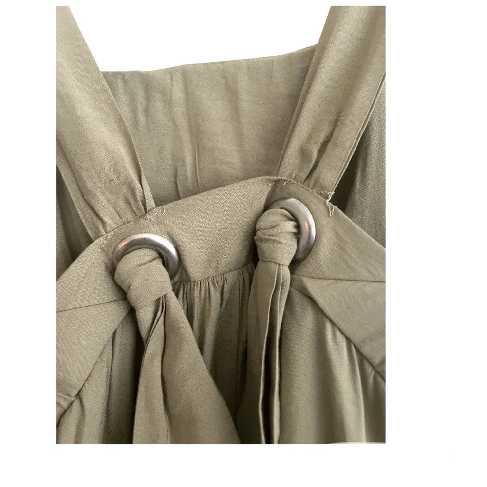 Intropia "Adira" Knotted Midi Apron Dress Sage Green EU40 Size 8 - Image 6