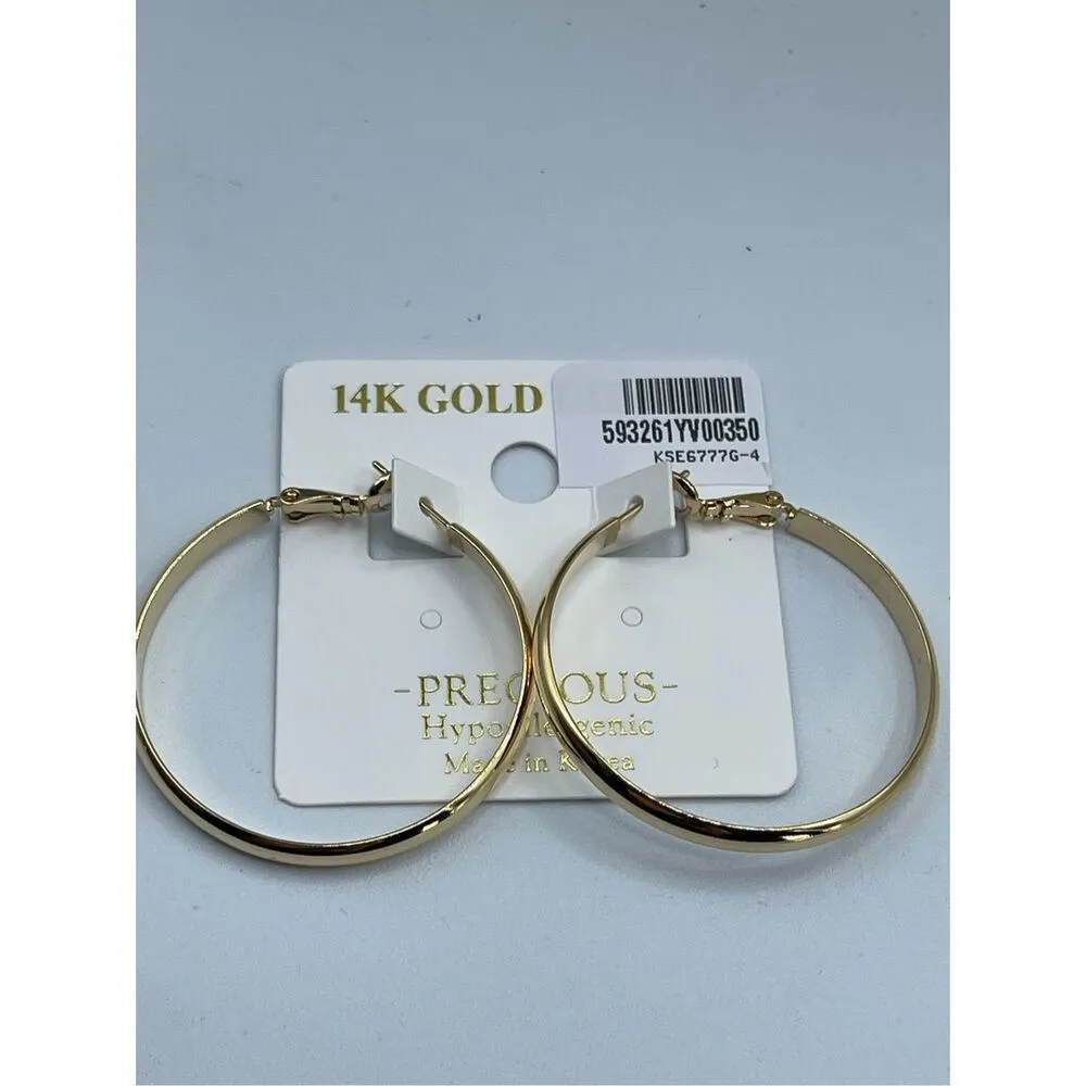 NWT Precious 14K gold dipped medium hoops - Image 2