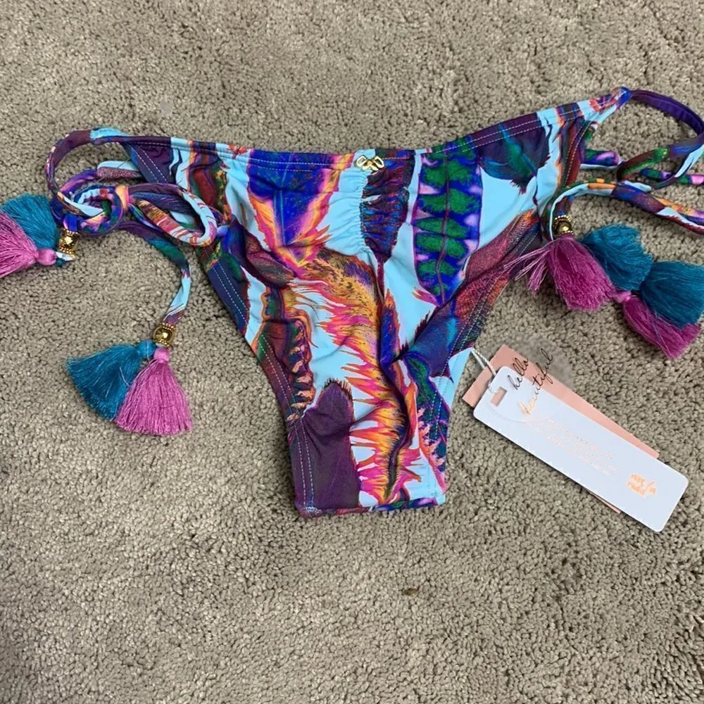 PILYQ Vida feather teeny string bikini set. New - Image 13
