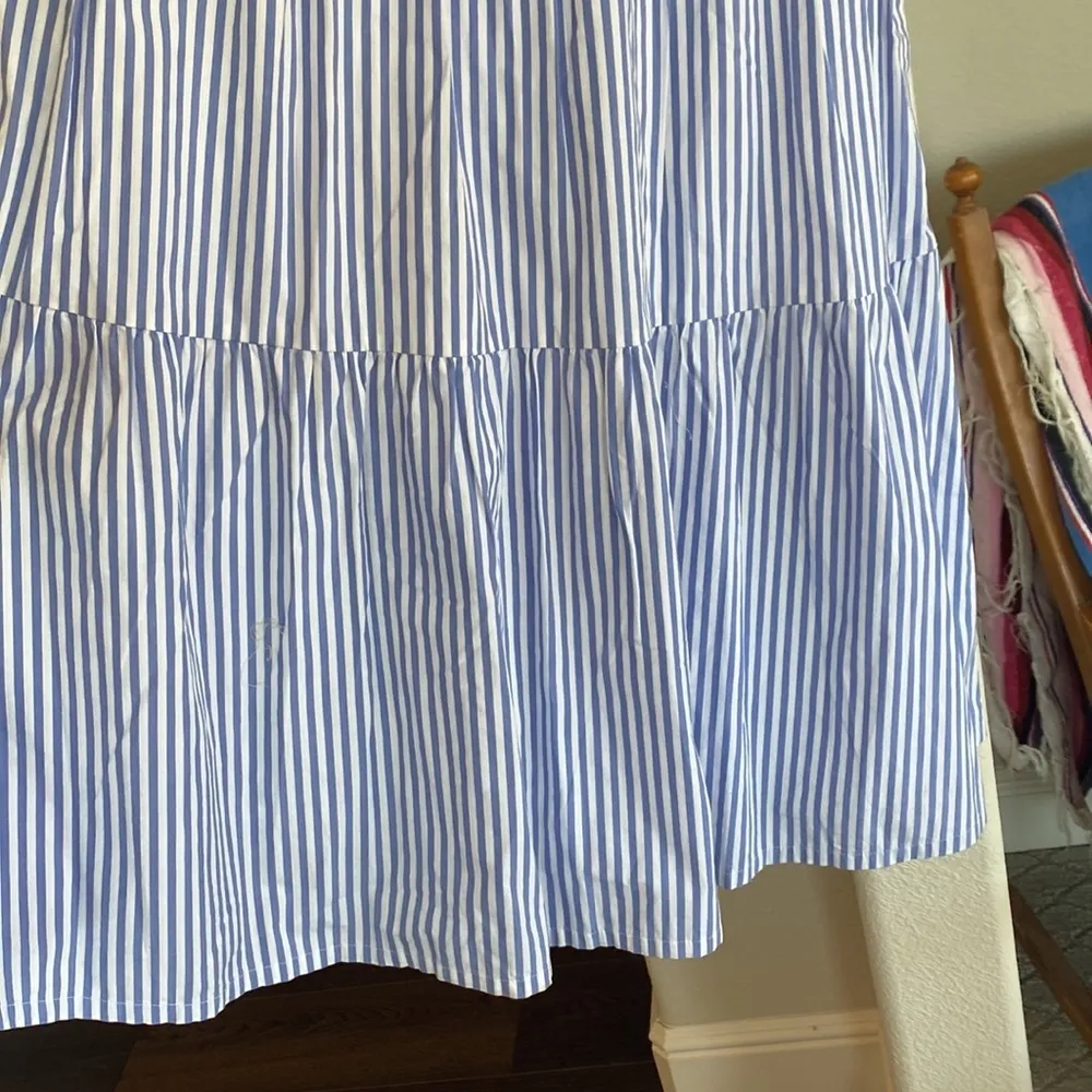 J.CREW Blue White Striped Tiered Poplin Midi Sleeveless Dress coastal preppy Size 2 - Image 5