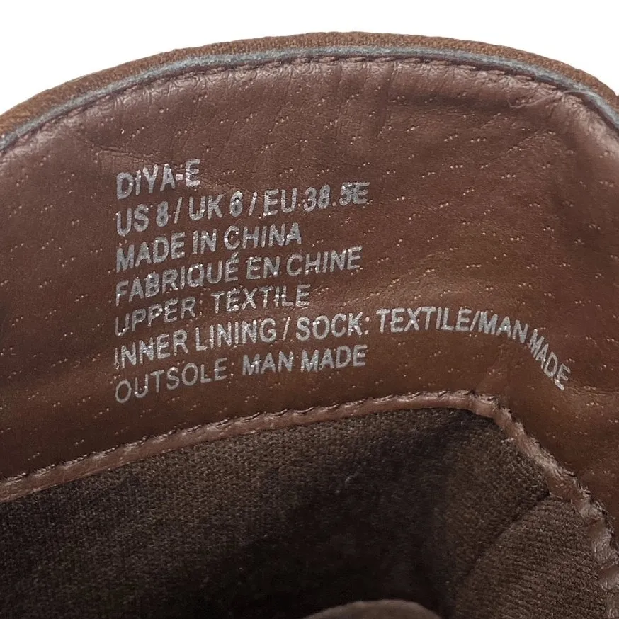 Short Brown Faux Suede Booties Zipper Boots Square Toe by JUSTFAB ~ Women's 8 - Image 8