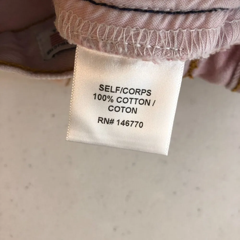 Re/Done Levis Womens The Short Cotton High Rise Light Pink Fringe Button Fly 28 - Image 4