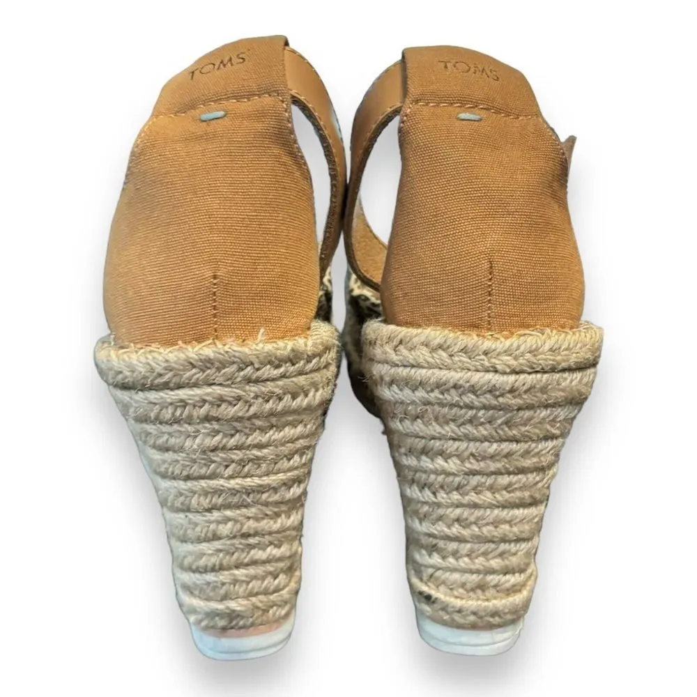 TOMS Mini Leopard Print  MARISOL Ankle Strap Heeled Espadrilles SZ 9 - Image 3