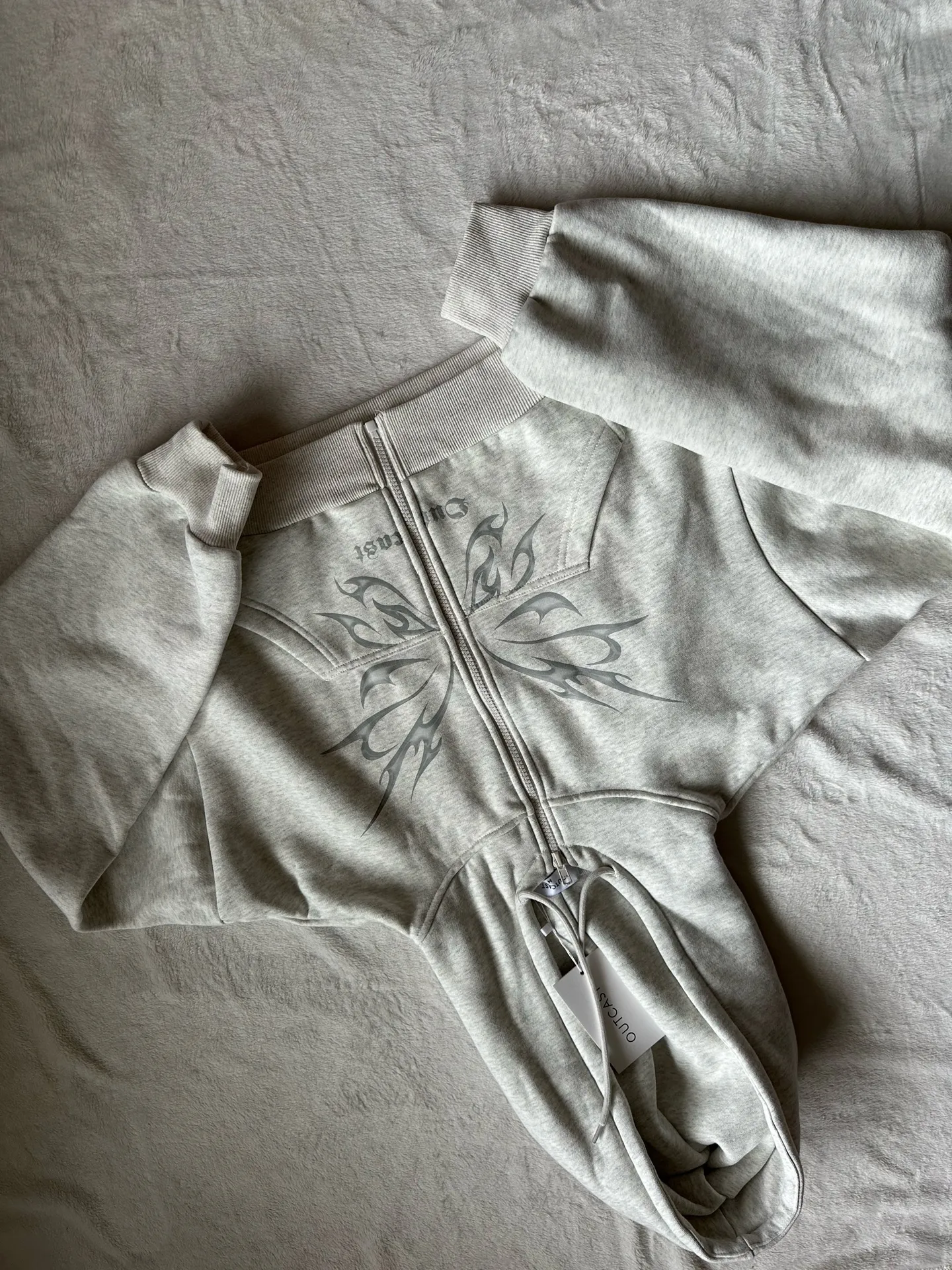 Outcast Clothing Nya Cropped Hoodie Grey - Image 5