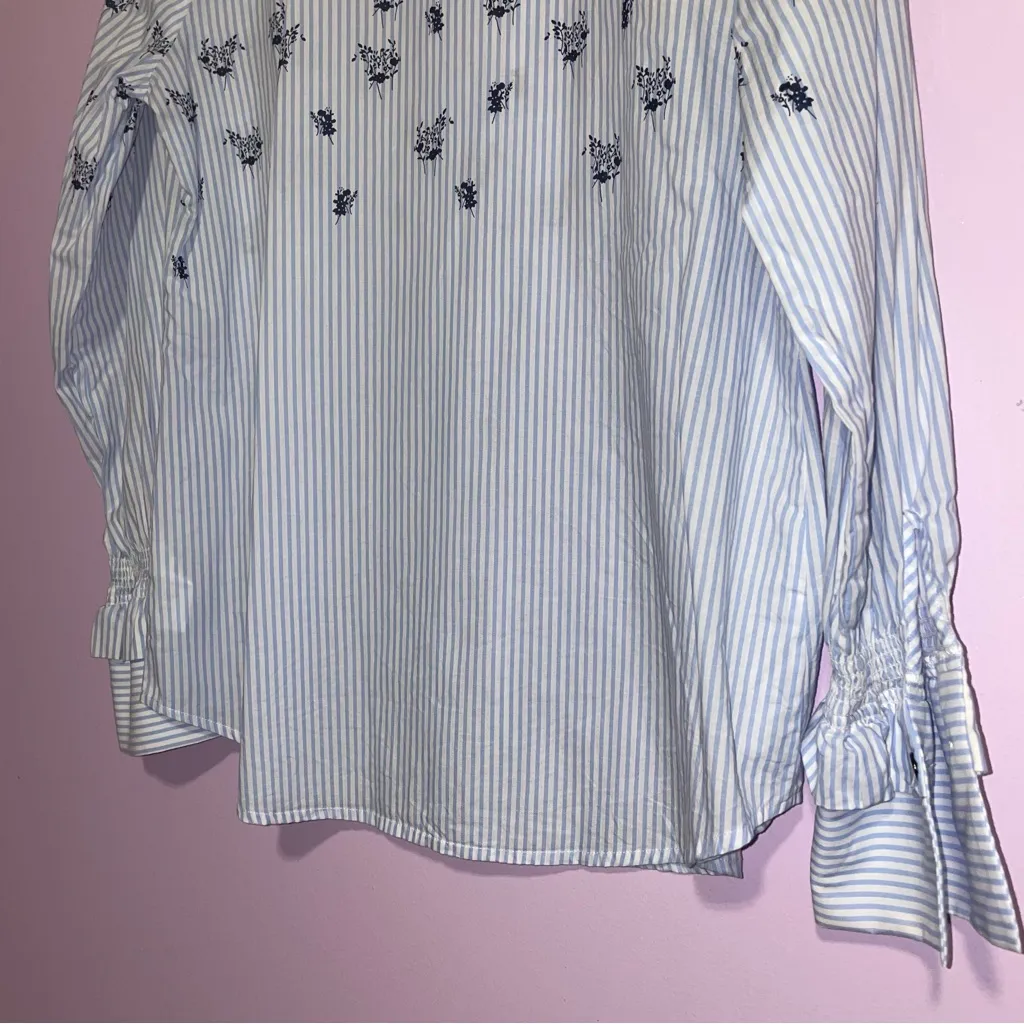 CAbi Whitney Shirt Women Size M Button Up Ruffle Sleeve Preppy Office Career - Image 10