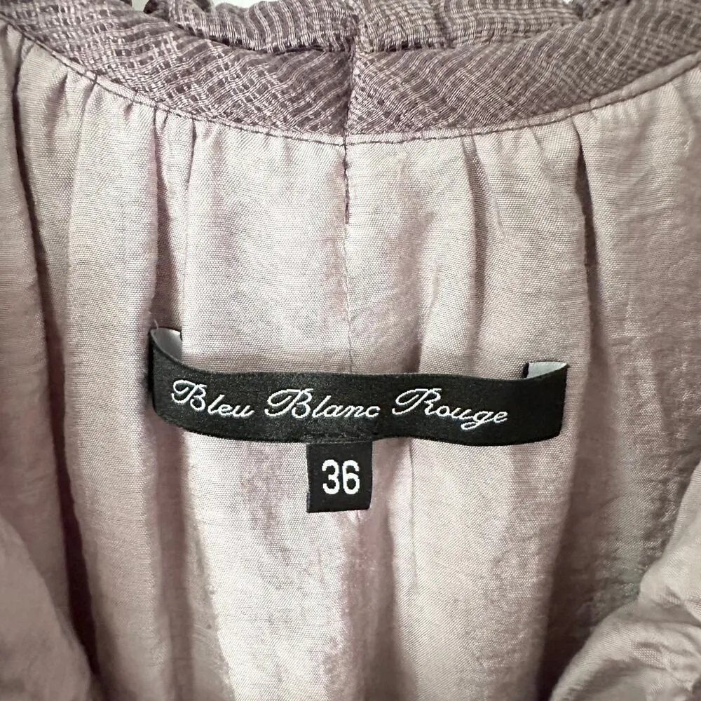 Bleu Blanc Rouge Mauve Purple Taffeta Bubble Hem Swing Dress Ruched Neck 36 Y2K Size undefined - Image 6