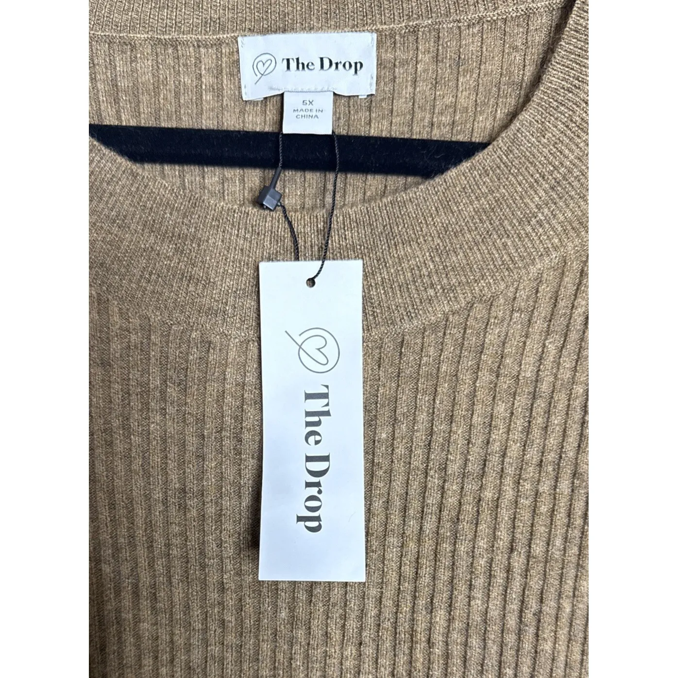 The Drop Womens Size 5X Renata Mocha Ribbed Sweater Dress Career Preppy NEW - Image 3