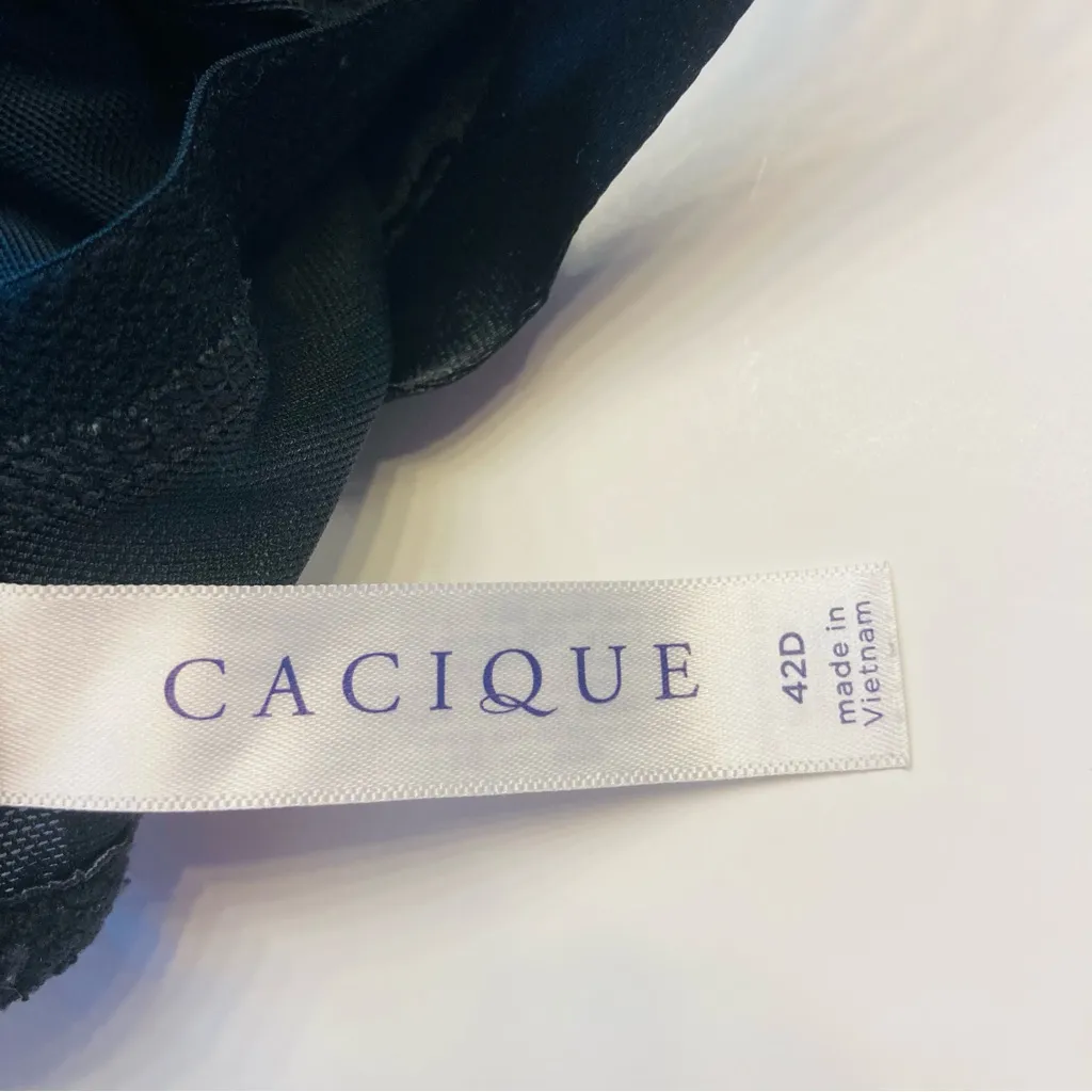 Cacique Lightly Lined French Balconette Bra Plus Size 42D White‎ Black Floral - Image 5