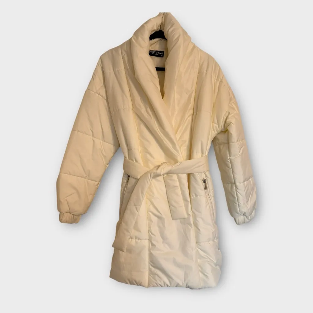 Nocturne Belted Oversized Puffer Jacket – Size 34 (NWT) White - Image 11