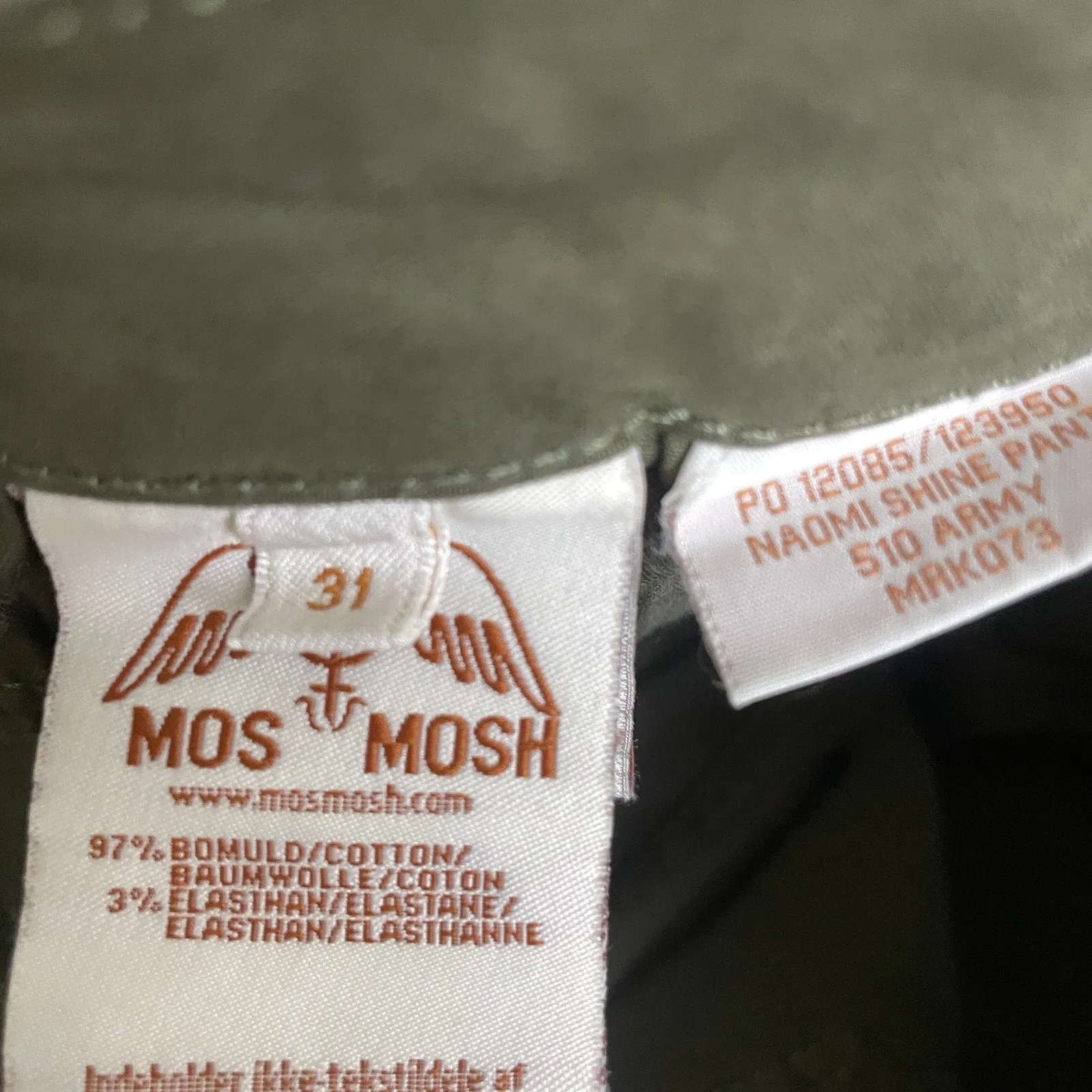 Mos Mosh Pants Womens Size 31 Green Naomi Shine Pants Chino Cotton Beaded Boho - Image 11