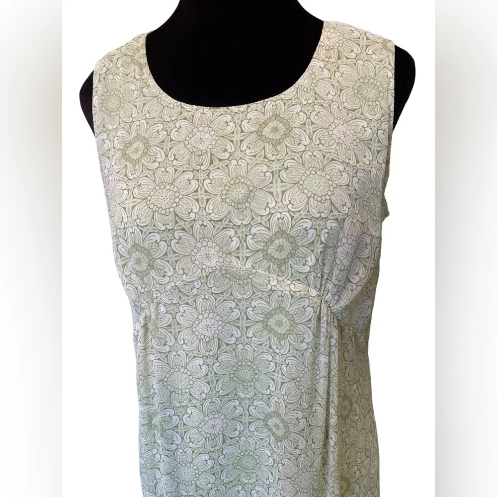 Kari New York Vintage Y2K Green Hippie Boho Whimsical Earthy Floral Midi Dress Size 10 - Image 2