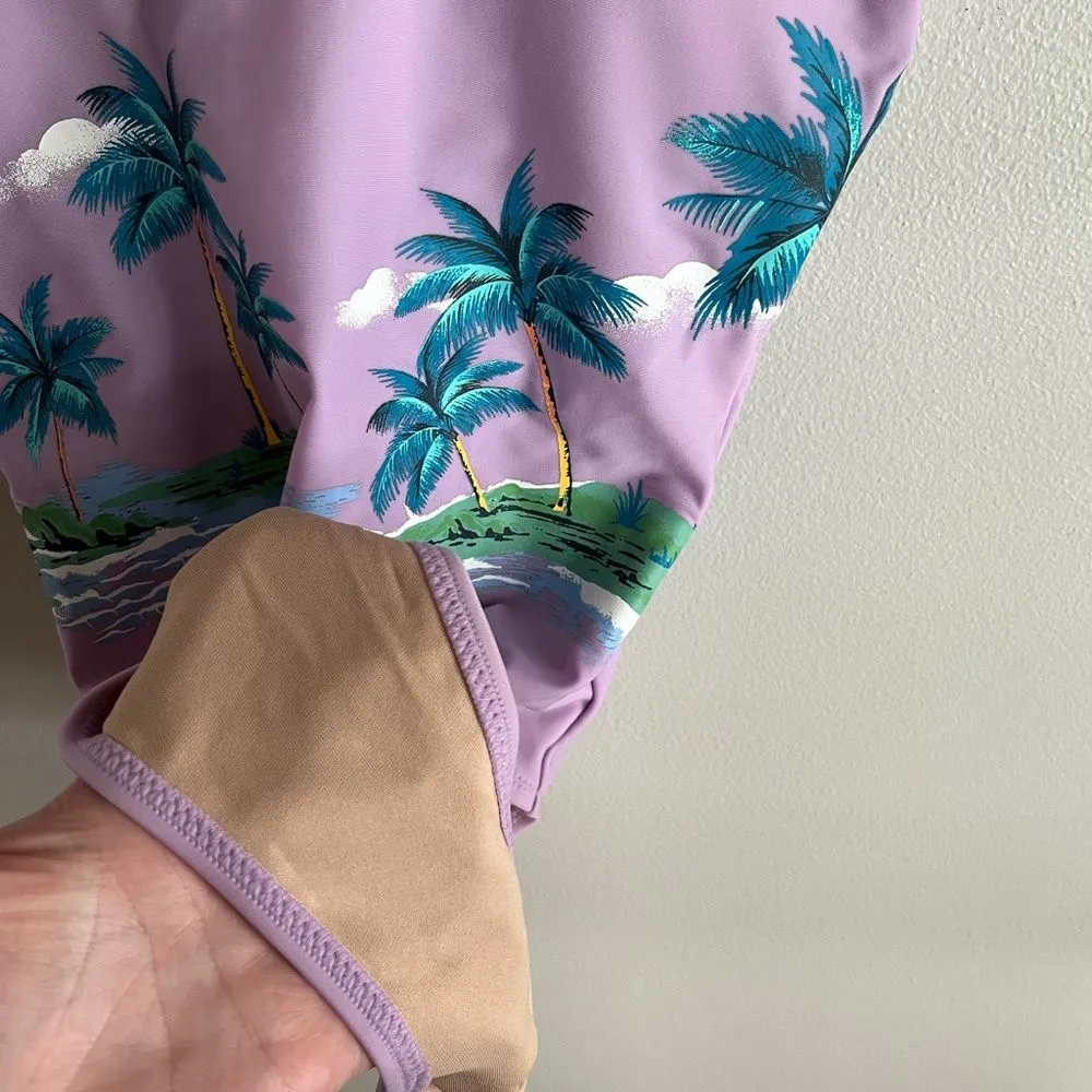 OLD NAVY new palm tree purple scoop back one piece swim suit - Image 4