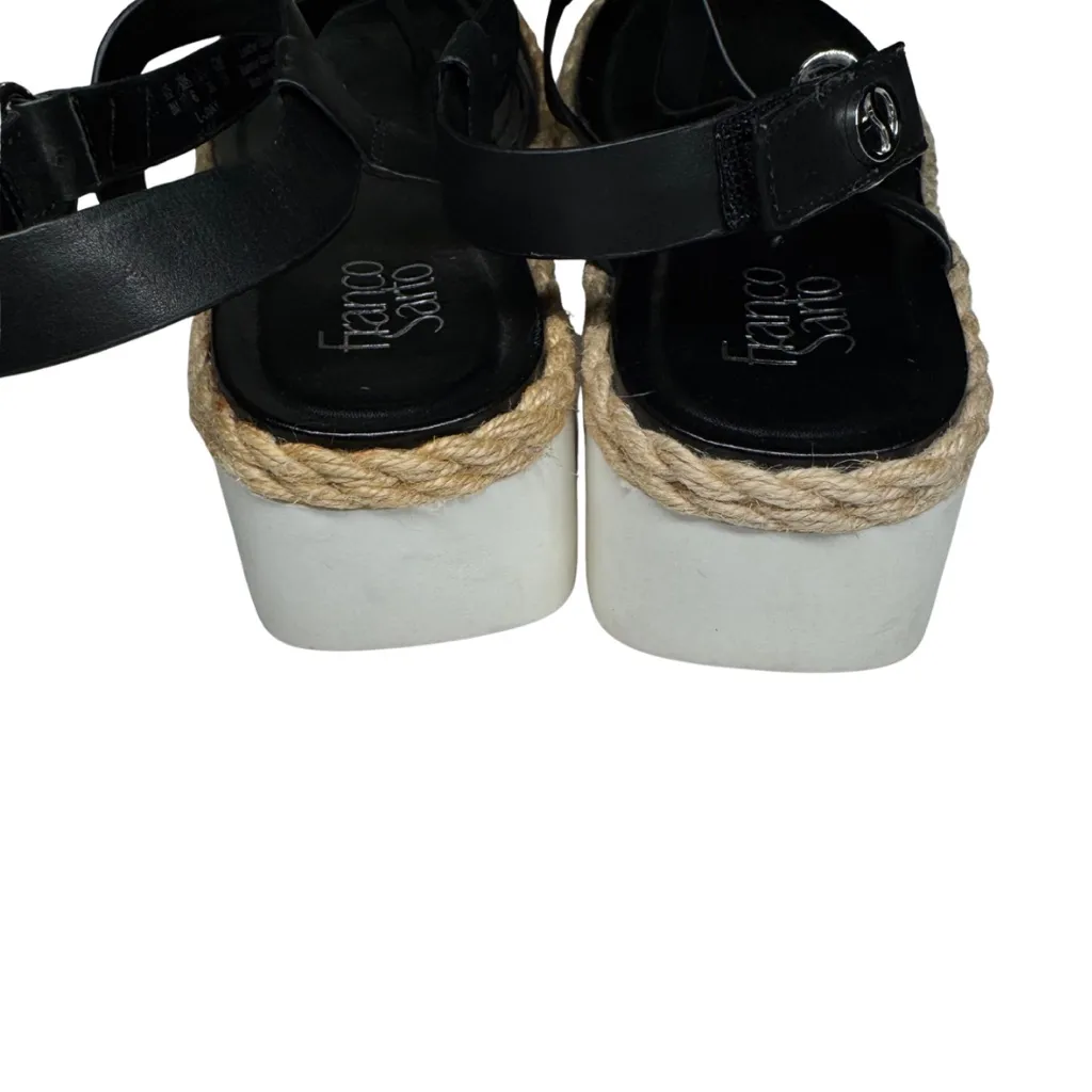 Franco Sarto Jinxy sandals black leather espadrille-style chunky sole 8 summer - Image 4