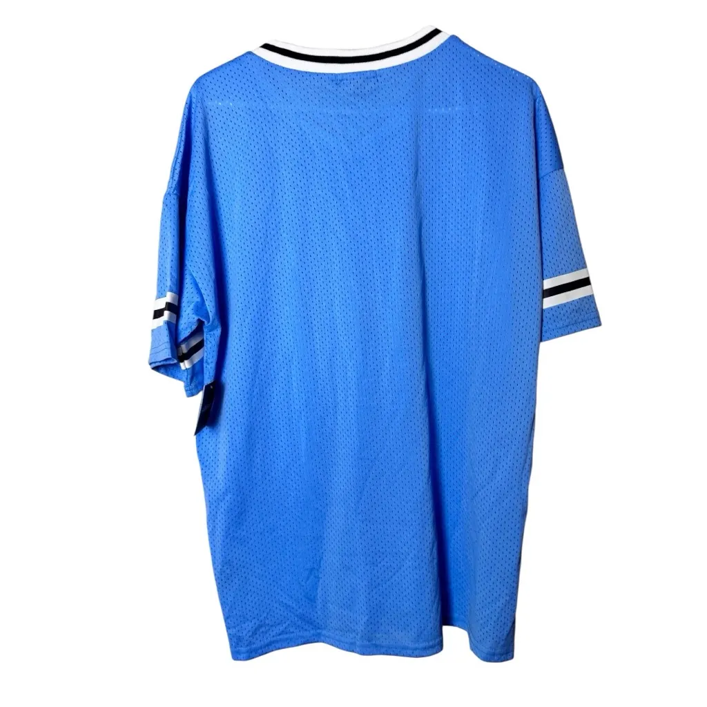 Harper And Ivy Sporty Vintage Blue Jersey Style Short Sleeve Shirt Sz M NWT Size M - Image 4