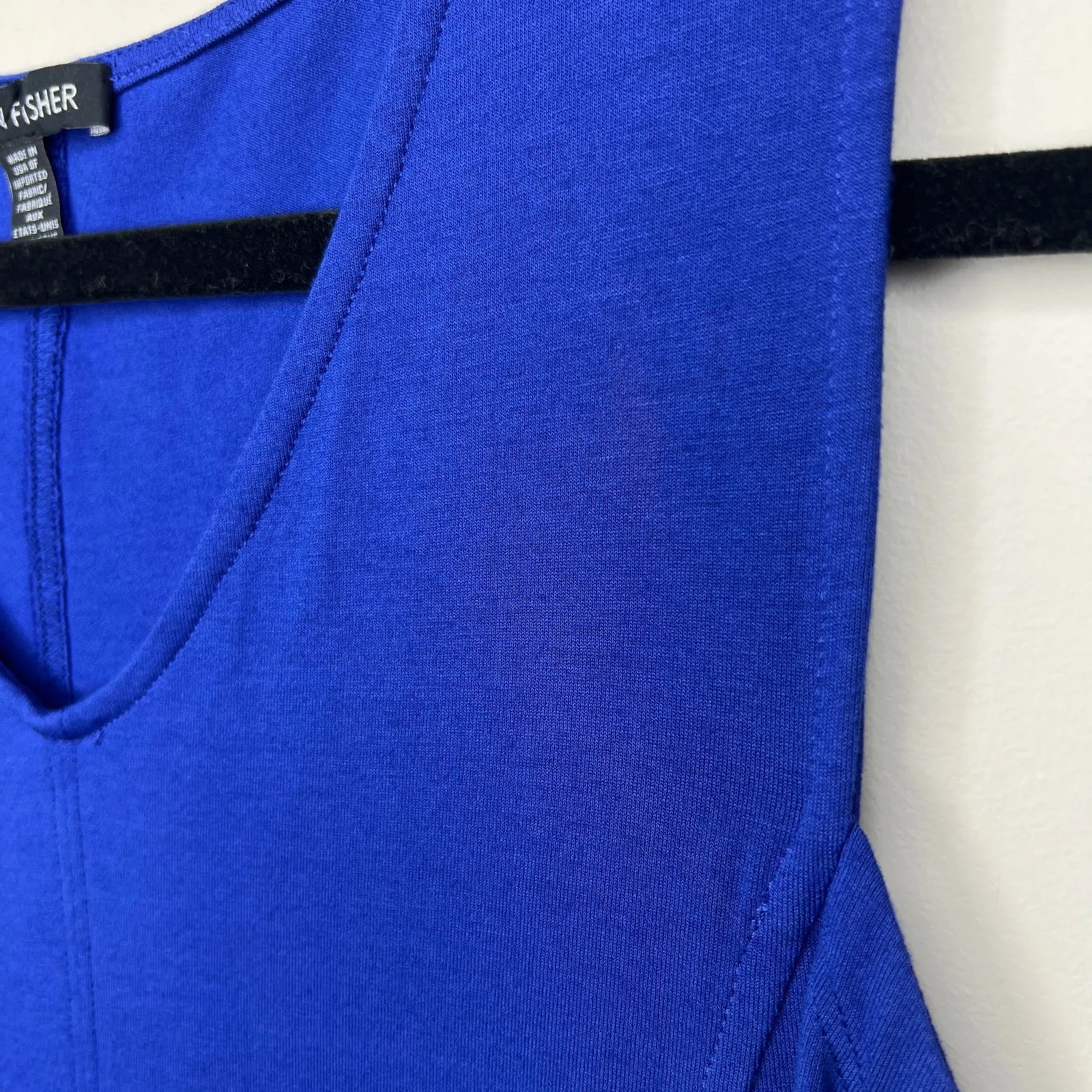 Eileen Fisher Adriatic Blue‎ V-Neck Viscose Jersey Flare Dress XXS Minimalist - Image 3