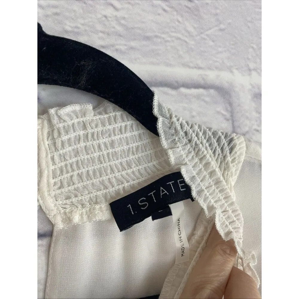 1. State Women’s NWT Women’s Smocked Sheet Feminine Career Blouse Size Large - Image 3