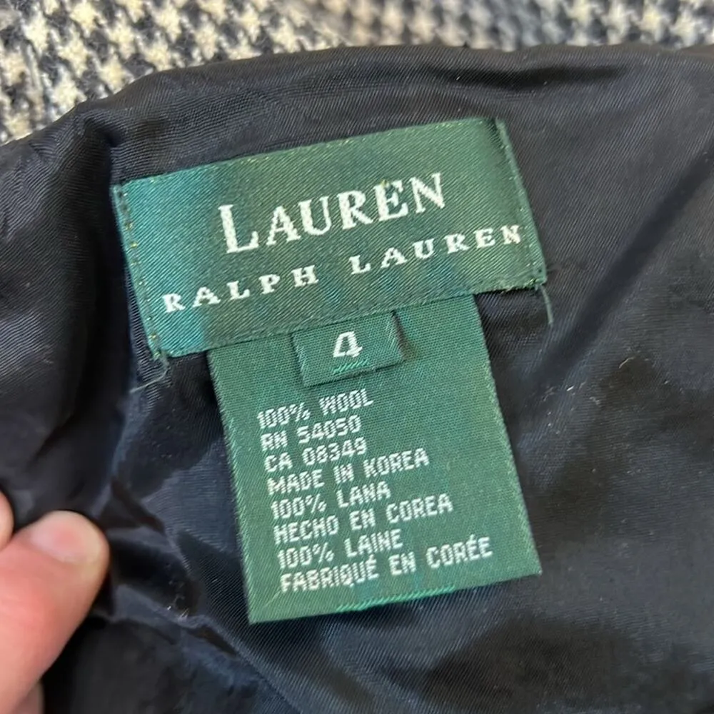 Vintage Ralph Lauren wool houndstooth black white strappy maxi dress size 4 - Image 9