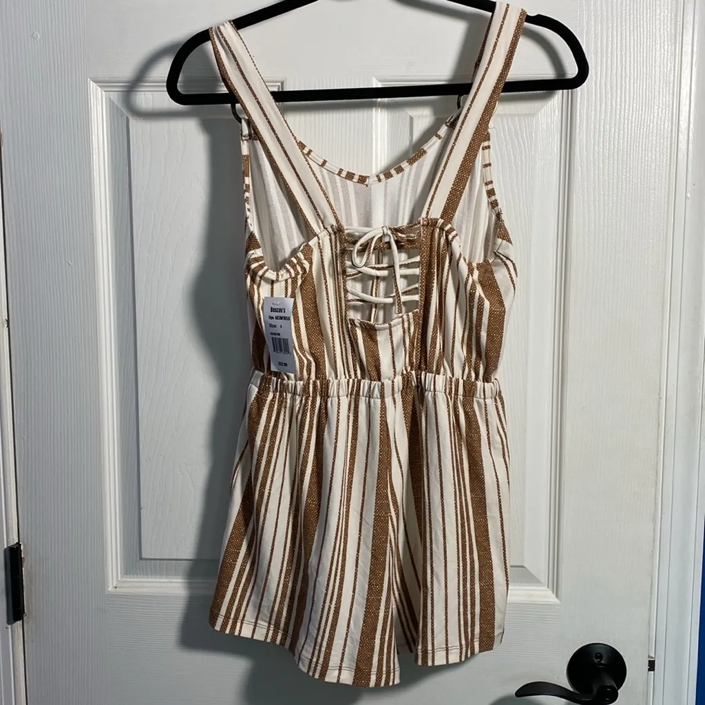 Derek Heart Striped Romper Small NWT - Image 2