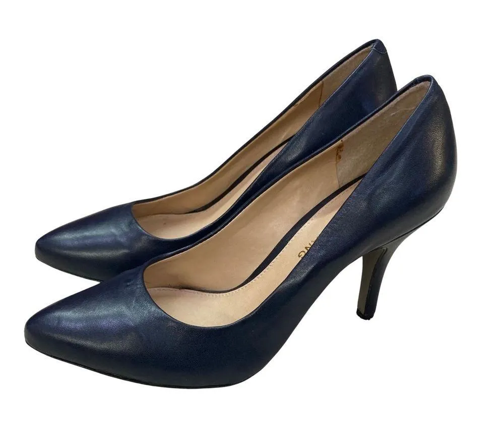 ARTURO CHIANG SHOES SZ 8 CLASSIC NAVY BLUE PUMPS HIGH HEELS 3.5" HEEL - Image 4
