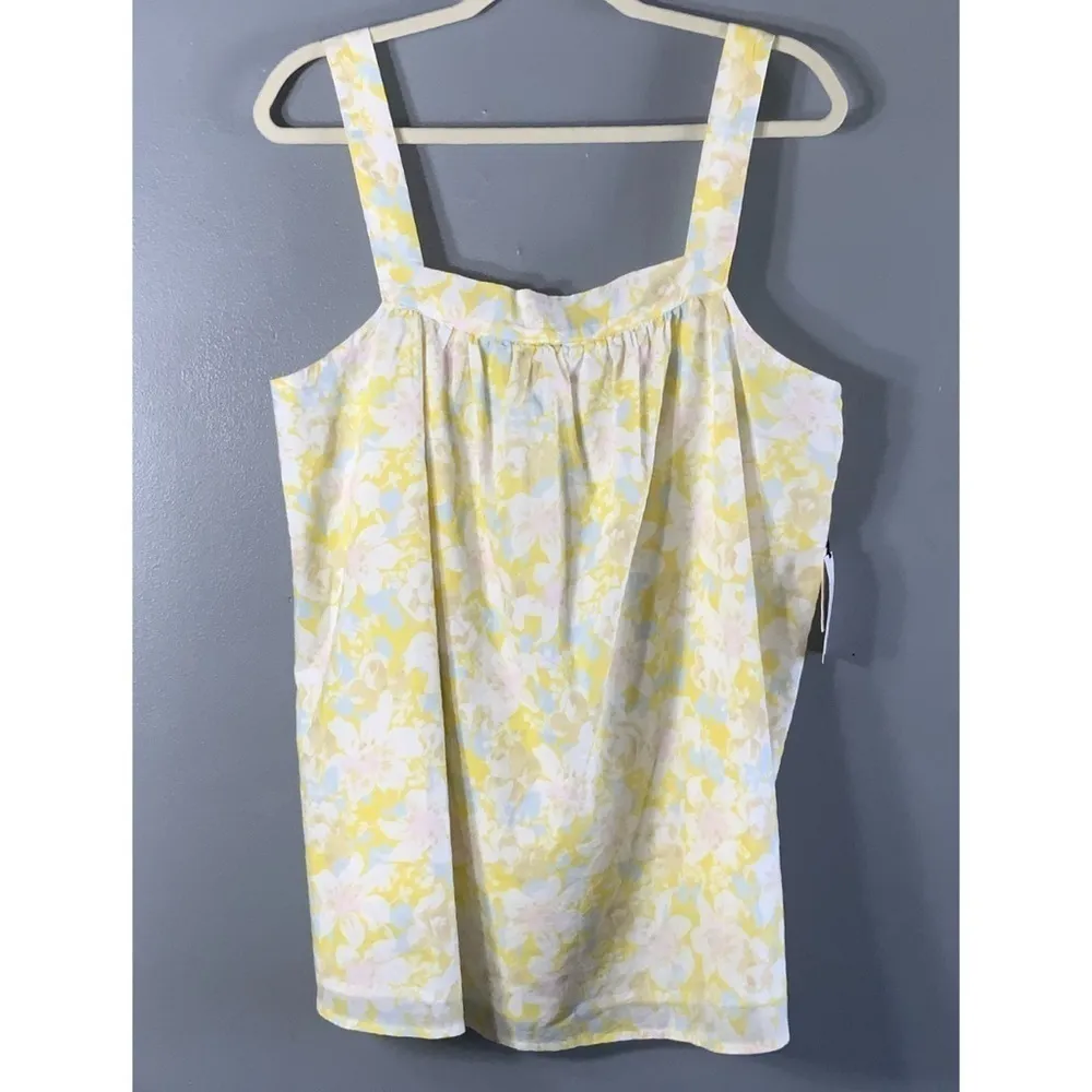 The Nines By Hatch Yellow White Powder Blue Floral Tank Top XL NWT Size undefined - Image 2