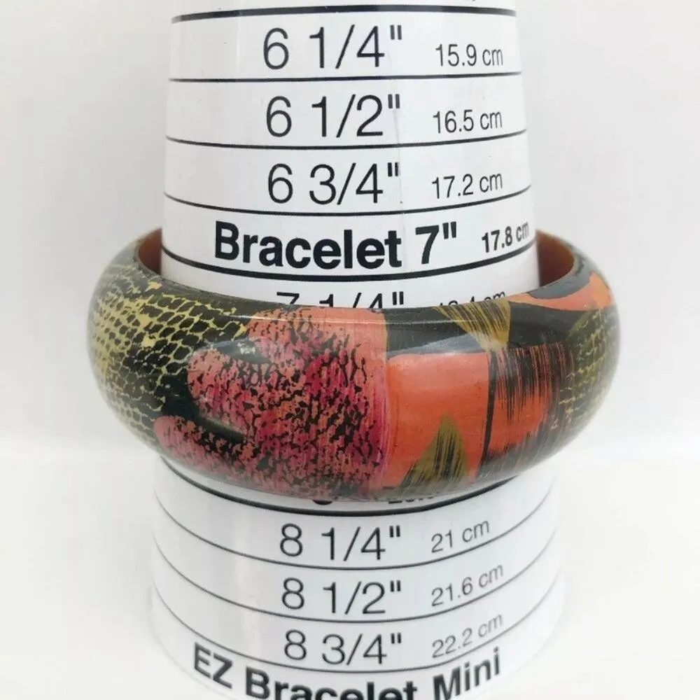 Hand Painted Chunky Wood Bracelets Bangles Set/3 Bohemian Artsy Jewelry Black - Image 5