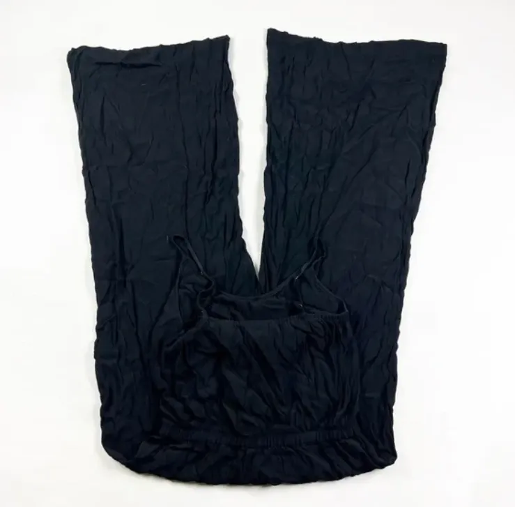 Vix Paula Hermanny Crepe Tank Full Length Straight Leg Jumpsuit One Piece Black - Image 3