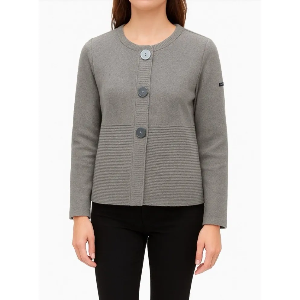 Saint James Cardigan Sweater Jacket Wool Blend Women's Size Large/XL (16) Lux Black - Image 9