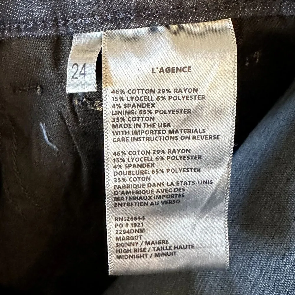 NWT L'AGENCE Margot High Rise Skinny Jean in Midnight - Size 24 - Image 3