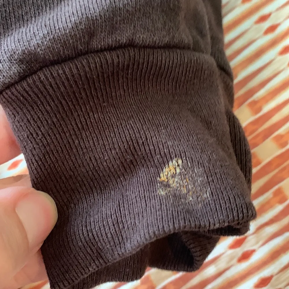 Brown heavy cotton hoodie sweater warm top ski winter with hat and pocket - Image 5