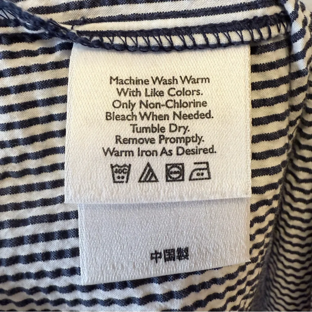 Eddie Bauer Navy And White Stripe 100% Cotton Seersucker Dress Women’s Size 6 - Image 8