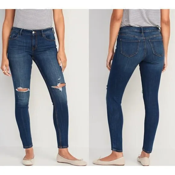 Old Navy High-Waisted Rockstar Super-Skinny Distressed Jeans Size 12 NWT - Image 2