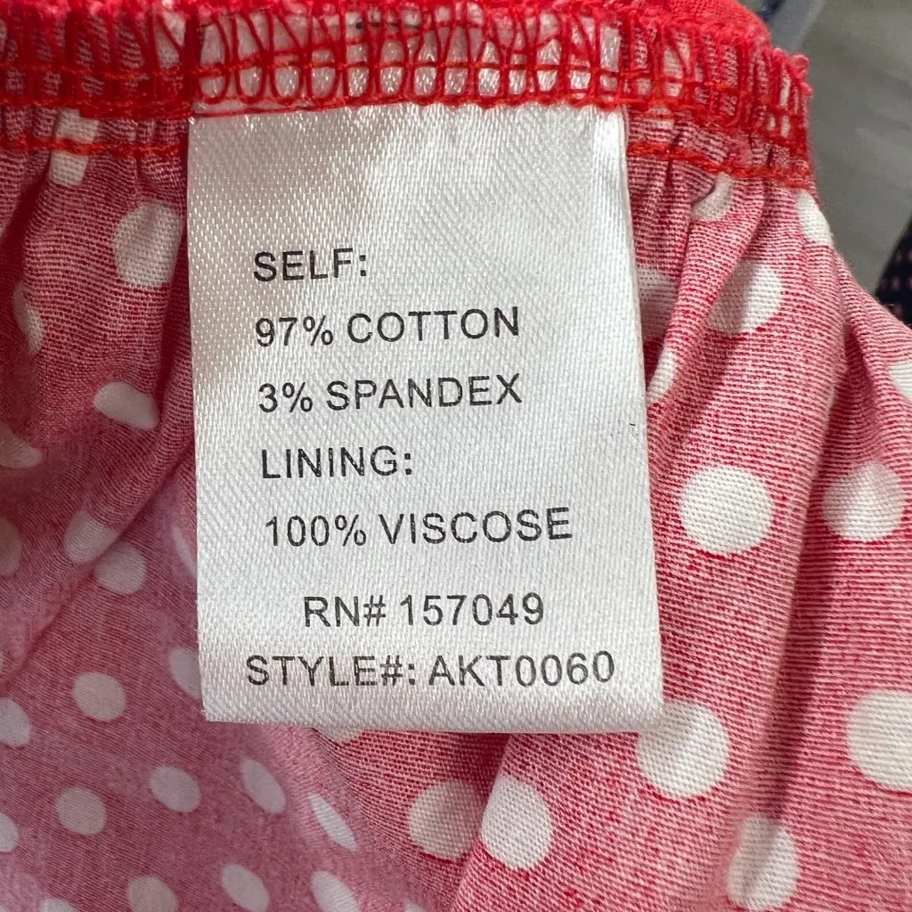 Fanco Red Polka Dot Peplum Open Back Crop Top Adjustable Tie Back Size Small - Image 9