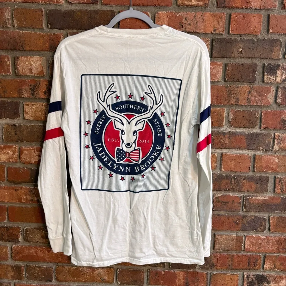 Jadelynn Brooks womens deerly Southern attire long sleeve t-shirt white small - Image 2