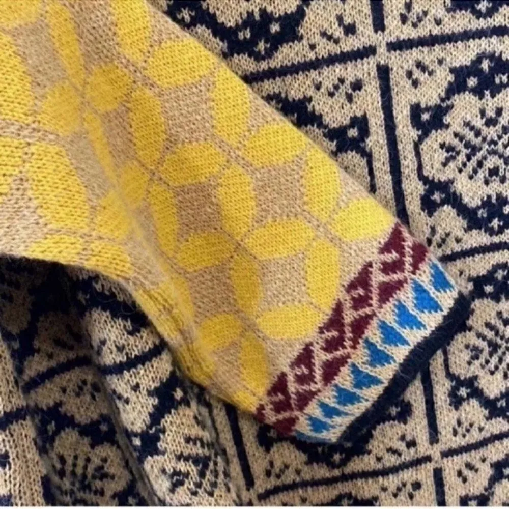 Zara Patchwork Brown/Yellow Wool Blend Oversized
Sweater(Size XS-S) - Image 5