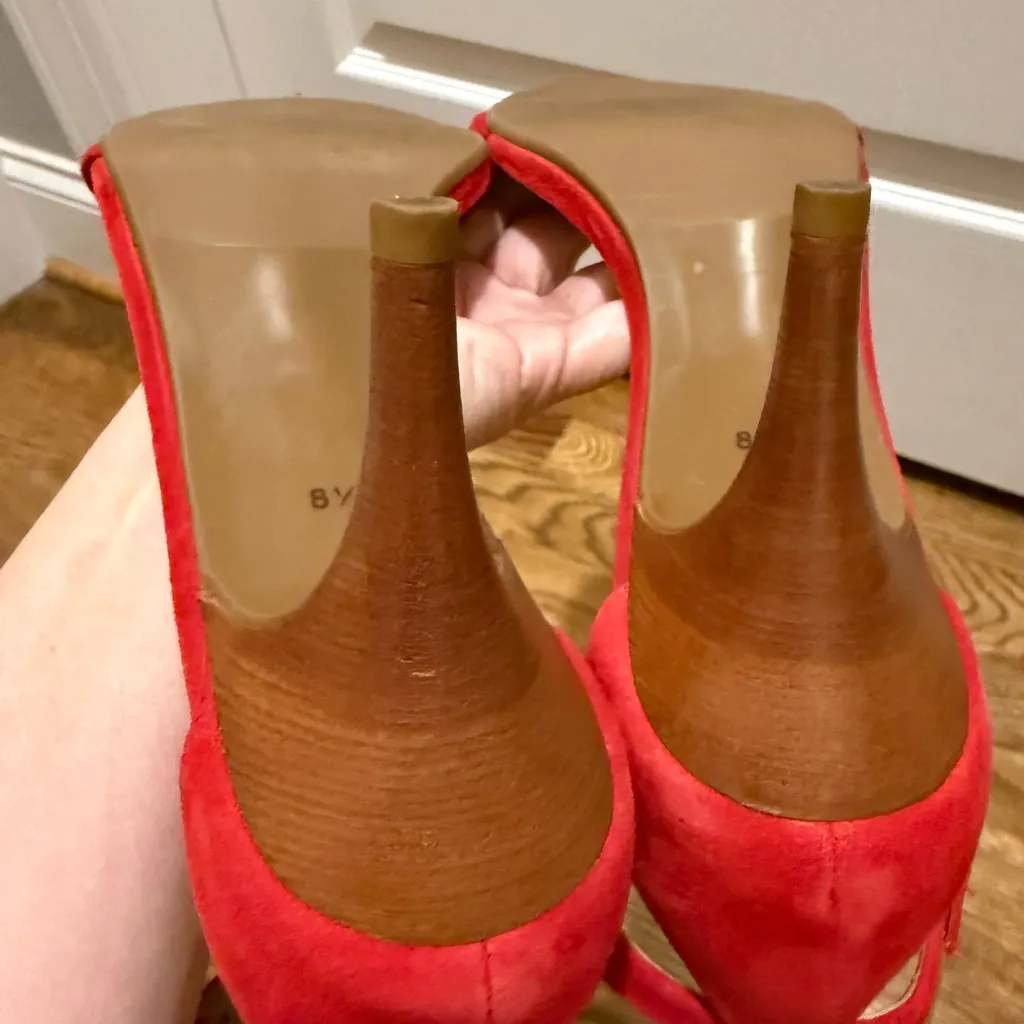 NEW Talbots RED SUEDE/Leather Ankle Strap 'LAKIA' SANDALS Sz 8.5 - Image 4