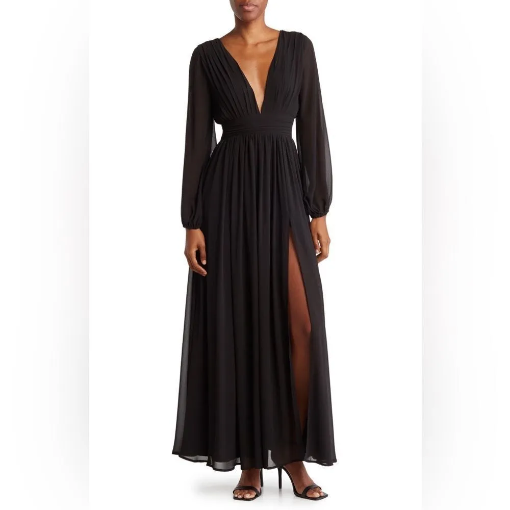 NWOT Iris Plunge Neck Long Sleeve Maxi Dress size Large - Image 6