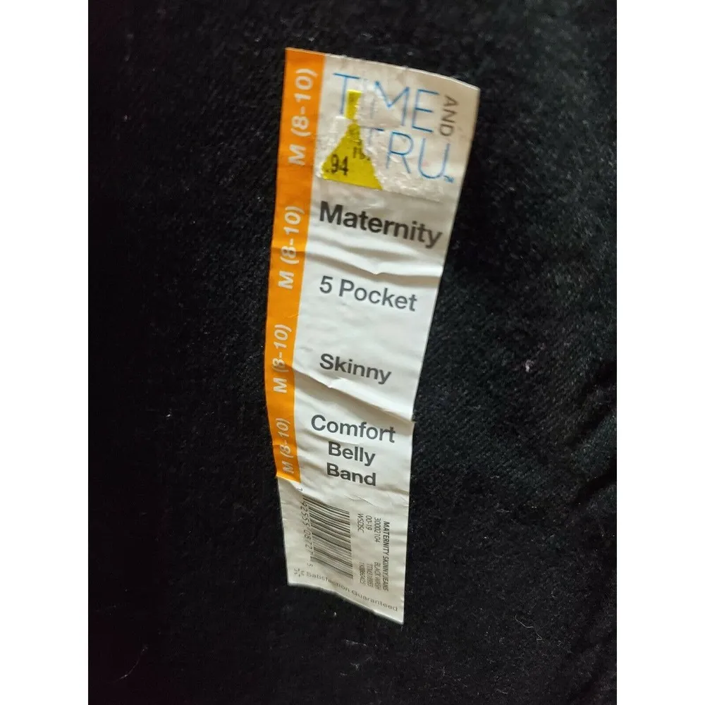 Tme and Tru Materni Black Cotton Mid Rise Comfort Waist Casual Pants Size Medium - Image 4