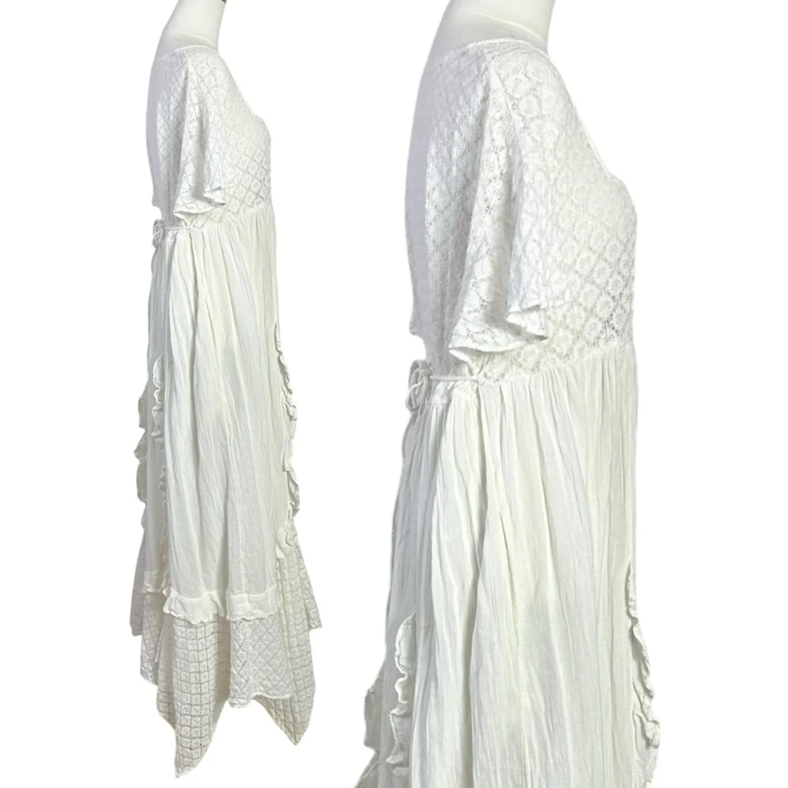 Free People Ethereal Bohemian Cottage Bring The Romance Maxi Dress White Medium - Image 10