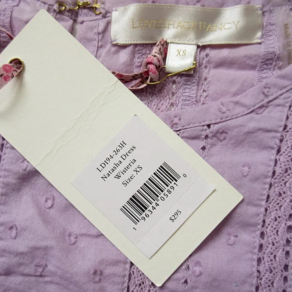 NWT LoveShackFancy Natasha Mini in Wisteria Purple Ruffle Cotton Dress XS - Image 5