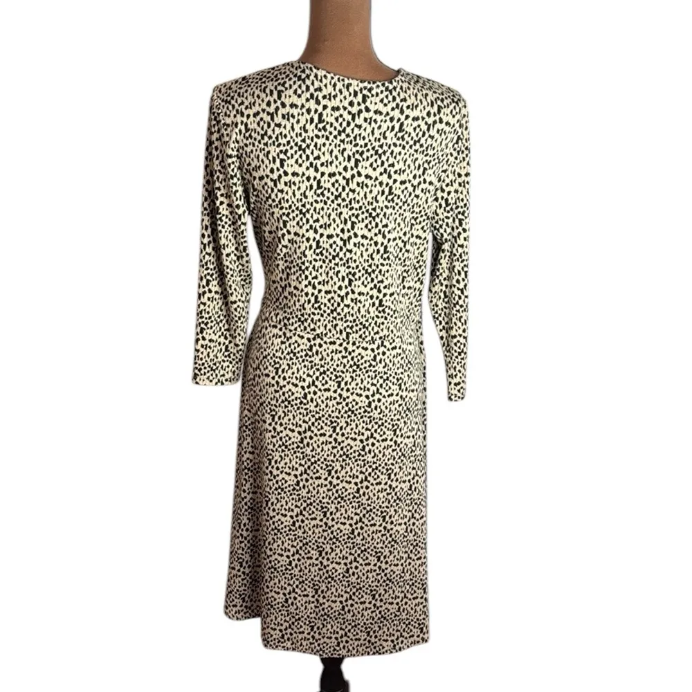 Soft Surroundings Damaria Wrap Dress Leopard Pattern Black/Tan 3/4 sleeve Size L - Image 3