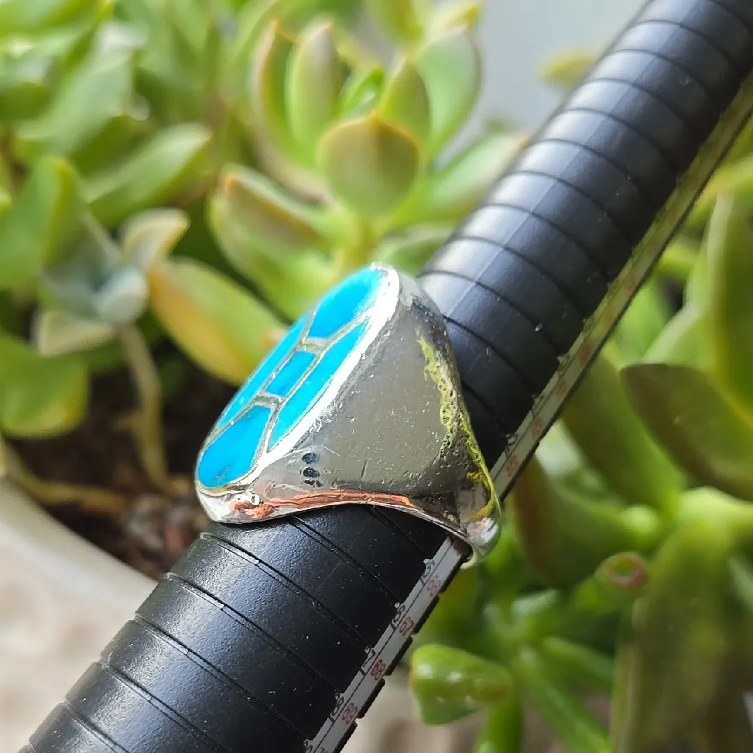 Turquoise and Silver Ring Blue - Image 2
