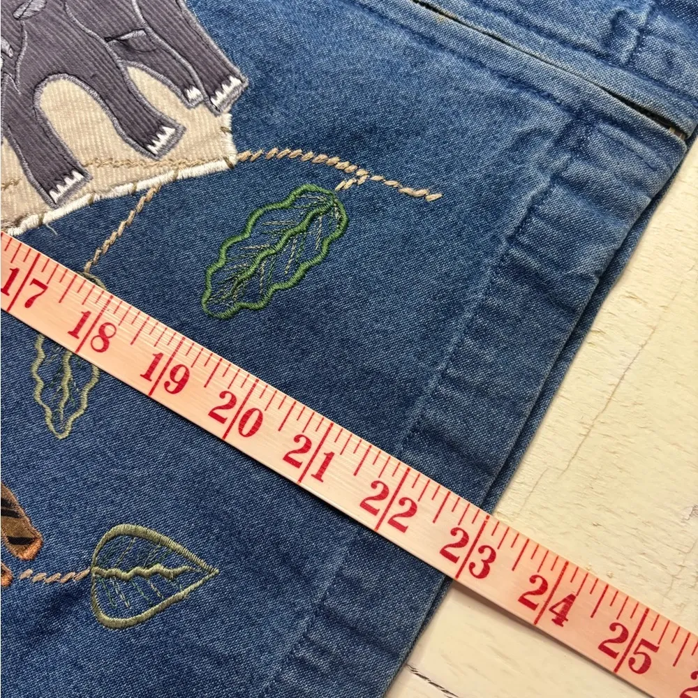 Vintage Dress Barn Appliqued Jungle Animals Denim Zip Jacket Size Small Zebra - Image 5