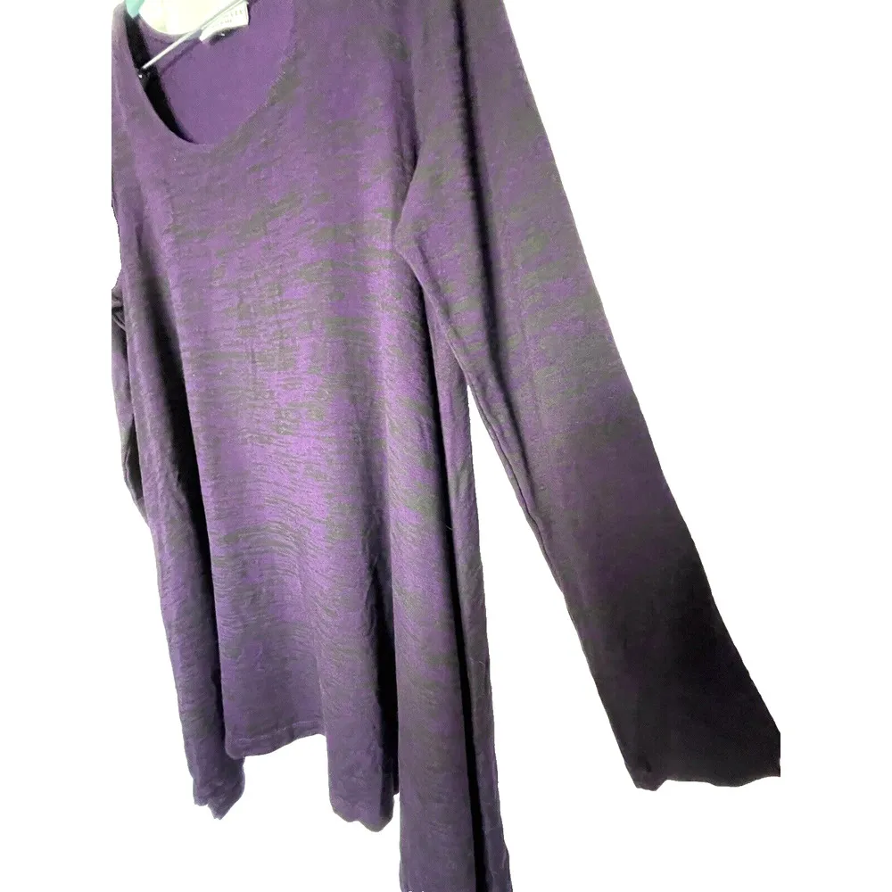 Bryn Walker Tunic Top Women Size Medium Stretch Jersey Shark Bite Hem USA Purple - Image 3