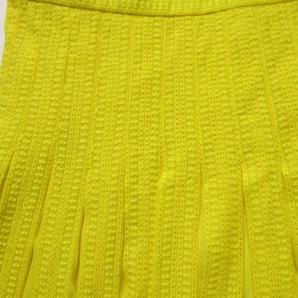 NWT J.Crew Midi in Bright Kiwi Yellow Embroidered Chiffon Short Sleeve Dress 2 - Image 5