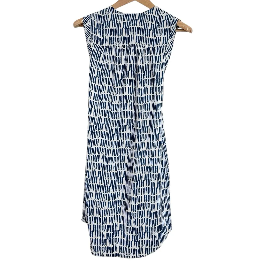 Amanda Uprichard Navy V-neck Geometrical Sleeveless Silk Mini Tunic Dress size S - Image 2
