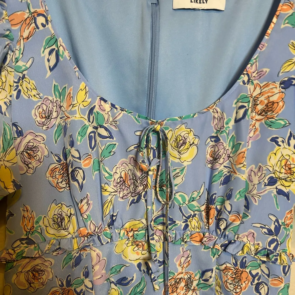 Likely Lana‎ Puff Sleeve Dress in Periwinkle Floral Multi - Image 4