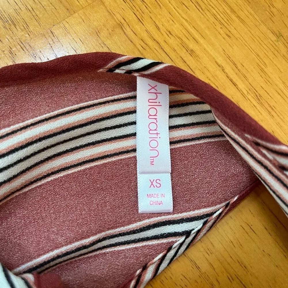 Jumpsuit Cinnamon Striped V Neck Sleeveless‎ Summer Casual Wide Leg, Size XS S - Image 5