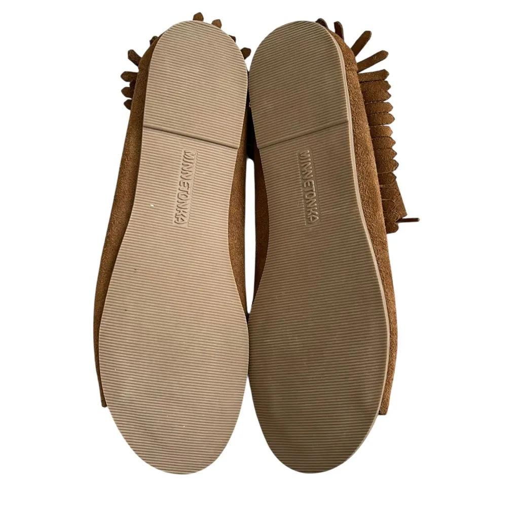 Minnetonka Lyra Soft Suede Fringe Moccasin Open Toe Booties Women’s Size 8 Flats - Image 7