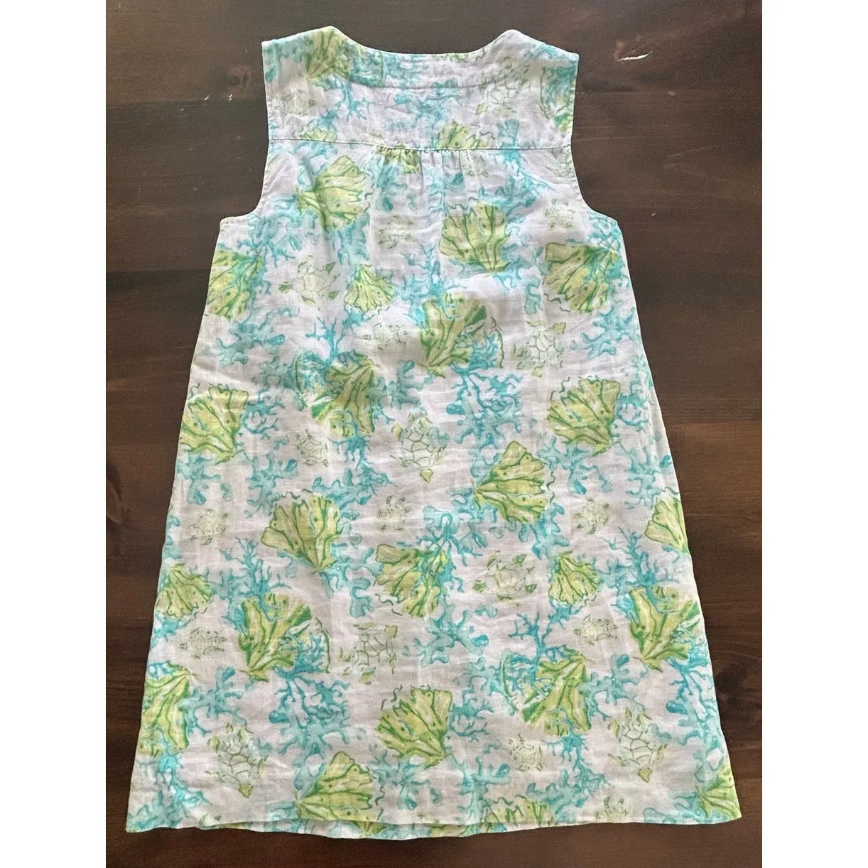 J. Jill Love Linen Dress Sea Turtle Coral Print‎ Sleeveless 100% Linen Size XS - Image 5